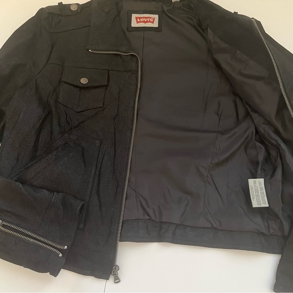 Levis Women Black Suede Leather Moto Jacket. Sz. XL. - Picture 2 of 7